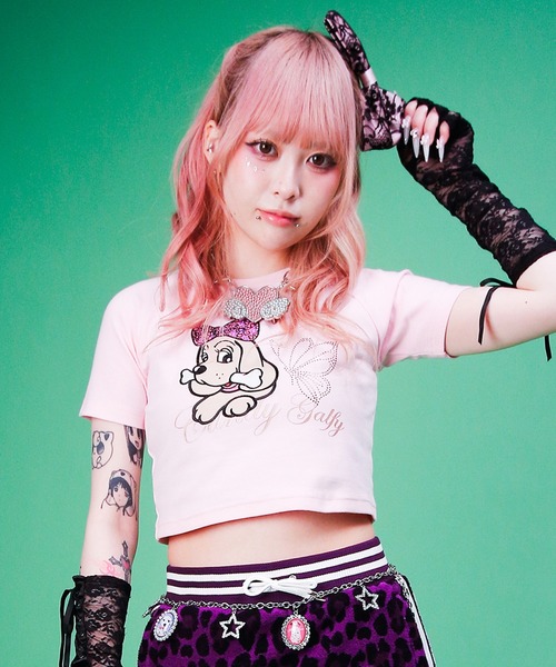 GALFY（ガルフィー）の「Candy Galfy-キラピカラブリィTee（Tシャツ/カットソー・レディース・ホワイト/ブラック/ピンク・FREE）」の21枚目の写真