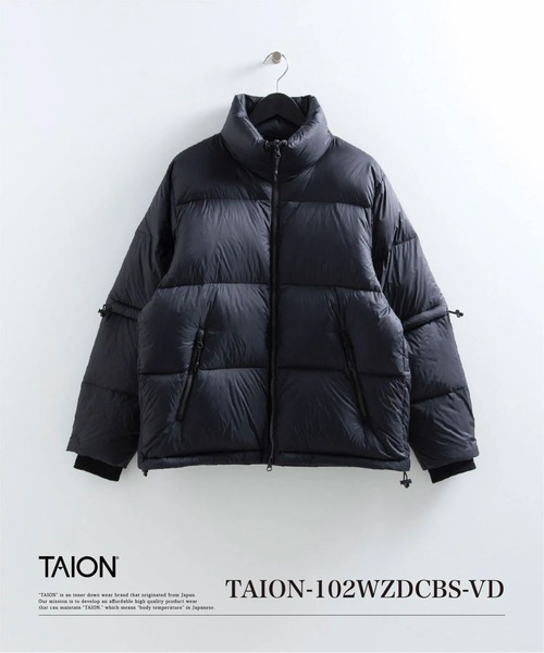 TAION(タイオン)の「【TAION(タイオン)】〈ユニセックス〉ベーシックスポーツ 袖取外し式 ボリュームダウンジャケット(ダウンジャケット/コート・メンズ・ブラック・M/L)」の1枚目の写真