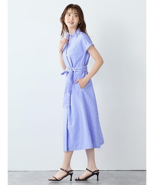 Perfect Suit FActory（パーフェクトスーツファクトリー）の「ストライプシャツワンピース（ワンピース・レディース・ブラック/ブルー・M/L）」の5枚目の写真