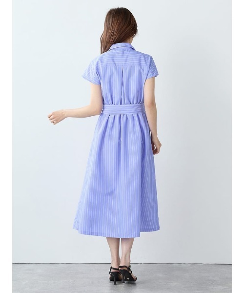 Perfect Suit FActory（パーフェクトスーツファクトリー）の「ストライプシャツワンピース（ワンピース・レディース・ブラック/ブルー・M/L）」の6枚目の写真