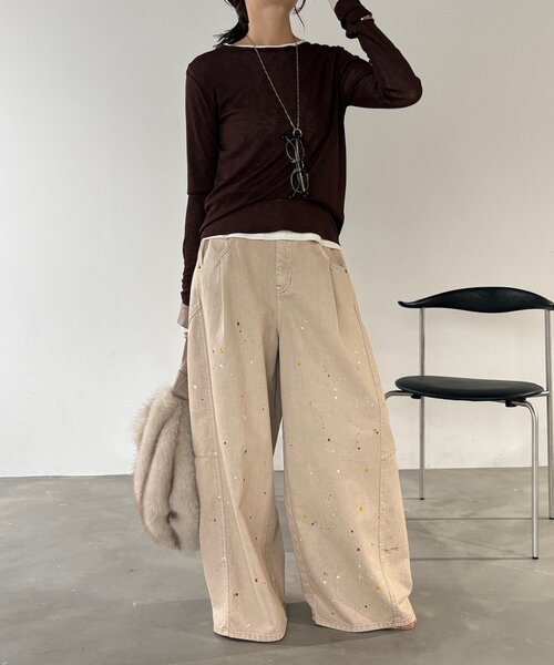 DouDou(ドゥドゥ)の「ペイントパンツ(その他パンツ・レディース・ブルー/ベージュ・38/36)」の3枚目の写真