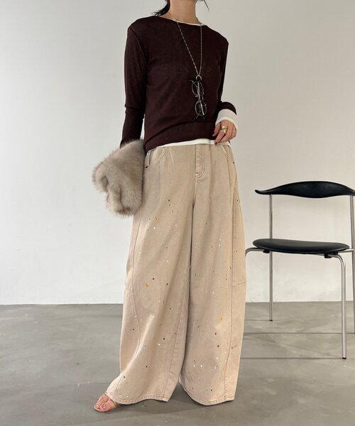 DouDou(ドゥドゥ)の「ペイントパンツ(その他パンツ・レディース・ブルー/ベージュ・38/36)」の4枚目の写真