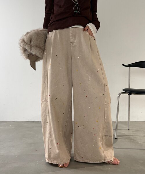 DouDou(ドゥドゥ)の「ペイントパンツ(その他パンツ・レディース・ブルー/ベージュ・38/36)」の9枚目の写真