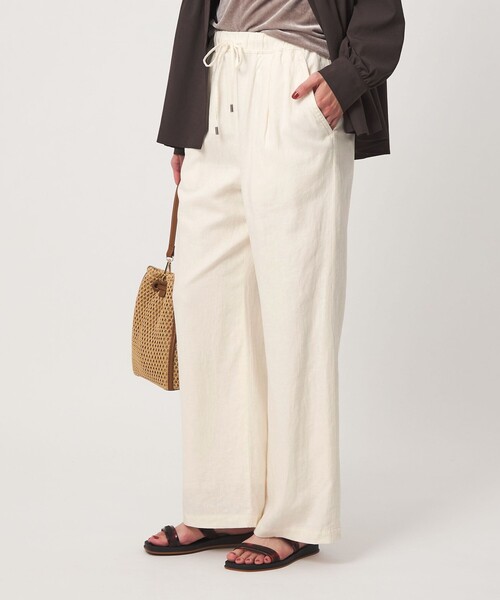 green label relaxing（グリーンレーベルリラクシング）の「BREEZE LINEN ブリーズリネン ワイド パンツ 3 オフホワイト（その他パンツ・レディース・オフホワイト・44/TALL/34/40/SHORT/38/42/36）」の2枚目の写真
