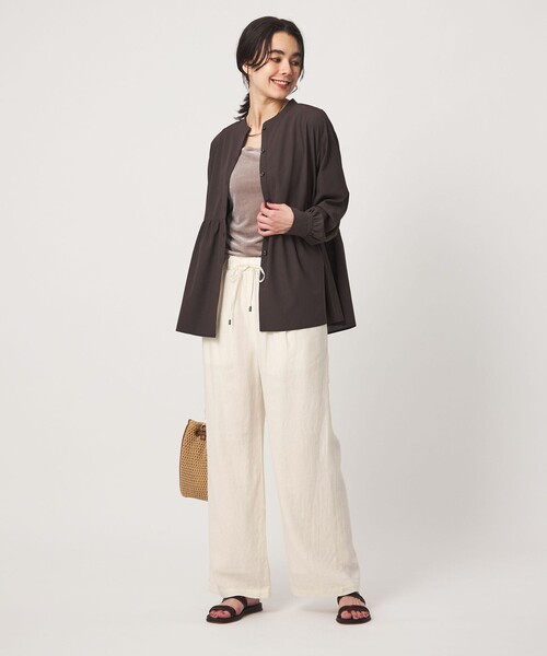green label relaxing（グリーンレーベルリラクシング）の「BREEZE LINEN ブリーズリネン ワイド パンツ 3 オフホワイト（その他パンツ・レディース・オフホワイト・44/TALL/34/40/SHORT/38/42/36）」の4枚目の写真