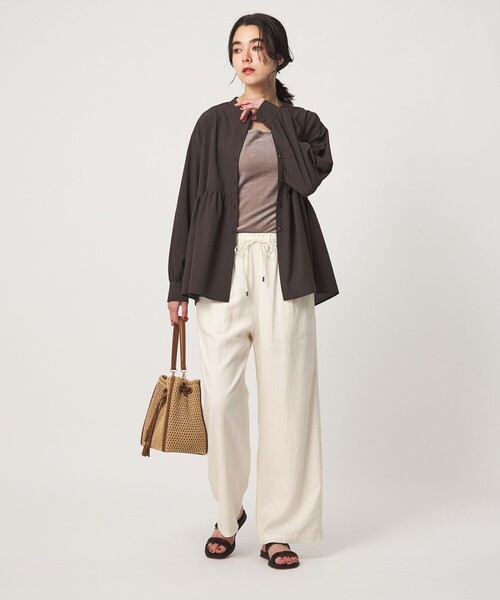 green label relaxing（グリーンレーベルリラクシング）の「BREEZE LINEN ブリーズリネン ワイド パンツ 3 オフホワイト（その他パンツ・レディース・オフホワイト・44/TALL/34/40/SHORT/38/42/36）」の6枚目の写真