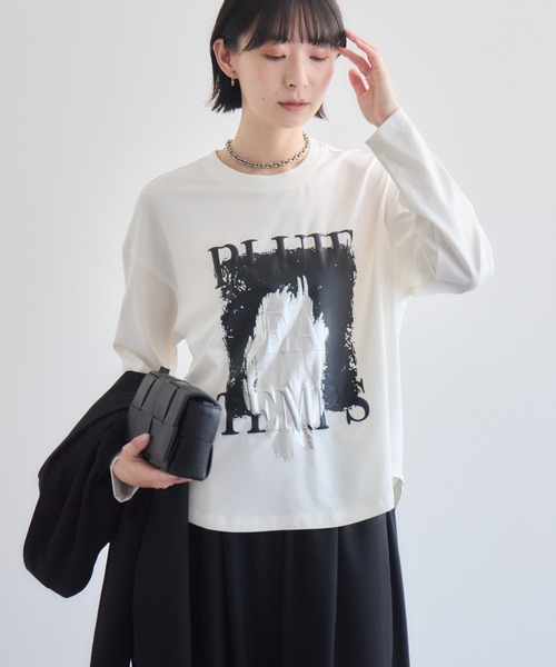Paradise Picnic(パラダイスピクニック)の「33℃ 接触冷感 箔ペイント掠れラバーTシャツ(Tシャツ/カットソー・レディース・ホワイト/ブラック/カーキ・FREE)」の2枚目の写真