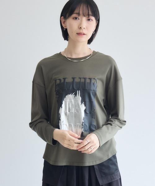 Paradise Picnic(パラダイスピクニック)の「33℃ 接触冷感 箔ペイント掠れラバーTシャツ(Tシャツ/カットソー・レディース・ホワイト/ブラック/カーキ・FREE)」の1枚目の写真