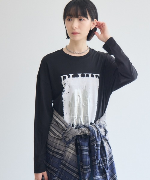 Paradise Picnic(パラダイスピクニック)の「33℃ 接触冷感 箔ペイント掠れラバーTシャツ(Tシャツ/カットソー・レディース・ホワイト/ブラック/カーキ・FREE)」の3枚目の写真
