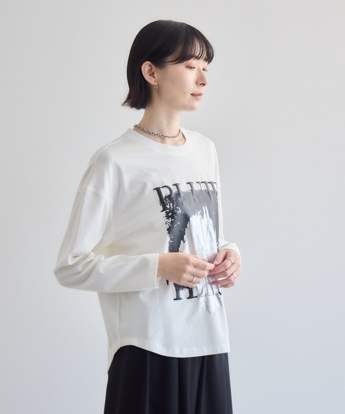 Paradise Picnic(パラダイスピクニック)の「33℃ 接触冷感 箔ペイント掠れラバーTシャツ(Tシャツ/カットソー・レディース・ホワイト/ブラック/カーキ・FREE)」の20枚目の写真