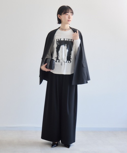 Paradise Picnic(パラダイスピクニック)の「33℃ 接触冷感 箔ペイント掠れラバーTシャツ(Tシャツ/カットソー・レディース・ホワイト/ブラック/カーキ・FREE)」の22枚目の写真