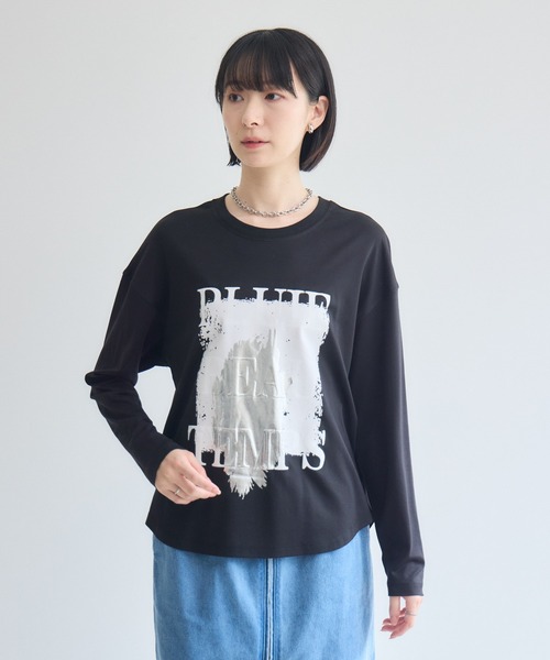 Paradise Picnic(パラダイスピクニック)の「33℃ 接触冷感 箔ペイント掠れラバーTシャツ(Tシャツ/カットソー・レディース・ホワイト/ブラック/カーキ・FREE)」の9枚目の写真