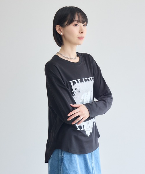 Paradise Picnic(パラダイスピクニック)の「33℃ 接触冷感 箔ペイント掠れラバーTシャツ(Tシャツ/カットソー・レディース・ホワイト/ブラック/カーキ・FREE)」の10枚目の写真