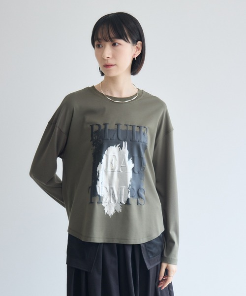 Paradise Picnic(パラダイスピクニック)の「33℃ 接触冷感 箔ペイント掠れラバーTシャツ(Tシャツ/カットソー・レディース・ホワイト/ブラック/カーキ・FREE)」の13枚目の写真