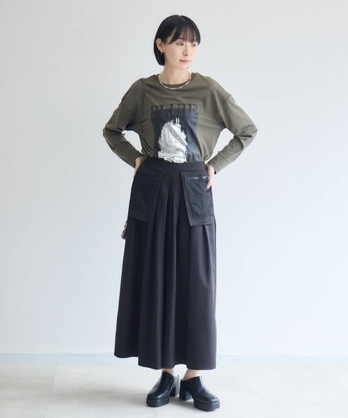 Paradise Picnic(パラダイスピクニック)の「33℃ 接触冷感 箔ペイント掠れラバーTシャツ(Tシャツ/カットソー・レディース・ホワイト/ブラック/カーキ・FREE)」の16枚目の写真