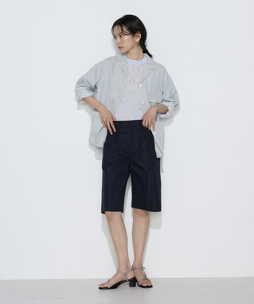 COMME CA Wardrobe(コムサワードローブ)の「〔 +サイズ 〕 ヒッコリー カバーオール(その他アウター・レディース・ホワイト/インディゴブルー・13号)」の11枚目の写真