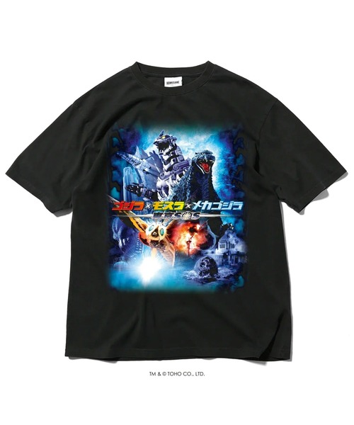 HOMEGAME(ホームゲーム)の「ゴジラ × ホームゲーム【HOMEGAME】- 半袖Tシャツ 2003 ゴジラ×モスラ×メカゴジラ 東京SOS TEE(Tシャツ/カットソー・メンズ・ブラック・XX-LARGE/X-LARGE/LARGE/MEDIUM)」の1枚目の写真