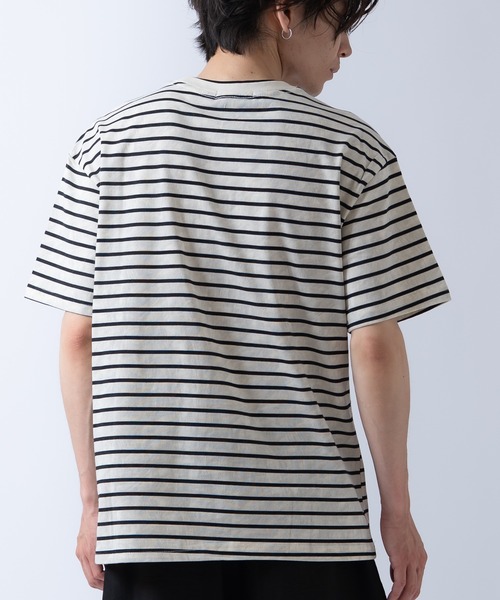 improves(インプローブス)の「フェイクレイヤード ヘンリーネックデザイン ボーダー 半袖Tシャツ(Tシャツ/カットソー・メンズ・ブラック/グレー/ベージュ・LARGE/MEDIUM)」の10枚目の写真