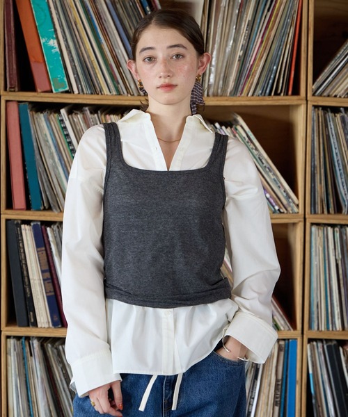 GEORGE'S(ジョージズ)の「クレリックチェックシャツ(シャツ/ブラウス・レディース・ブルー/ブラウン系その他/ベージュ系その他/オフホワイト・FREE)」の2枚目の写真