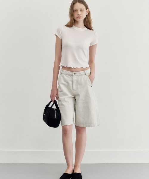 Studio Doe(スタジオドー)の「Studio Doe SOFT HABIT - A-LINE WOVEN DENIM SIX-POI(その他パンツ・レディース・オフホワイト・SMALL)」の3枚目の写真