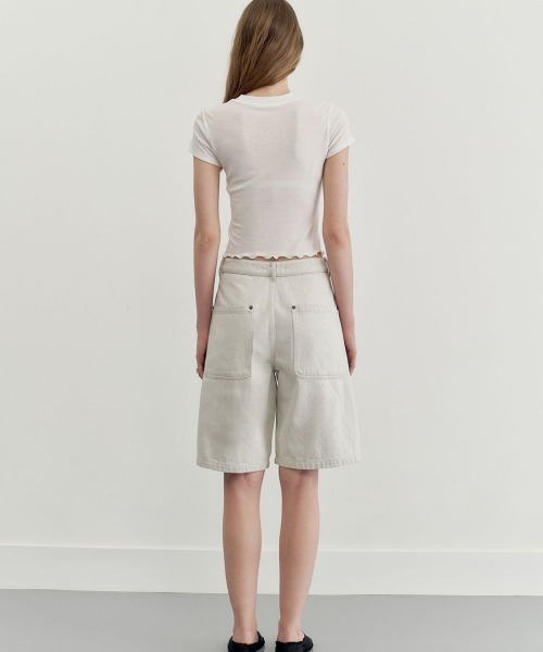 Studio Doe(スタジオドー)の「Studio Doe SOFT HABIT - A-LINE WOVEN DENIM SIX-POI(その他パンツ・レディース・オフホワイト・SMALL)」の6枚目の写真