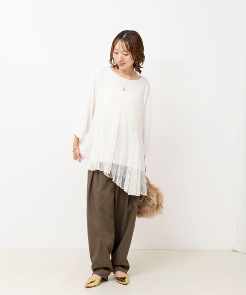 NOLLEY’S(ノーリーズ)の「【WEB限定】ウォッシャブルアシメレースキャミ(キャミソール・レディース・ブラック/オフホワイト・FREE)」の19枚目の写真