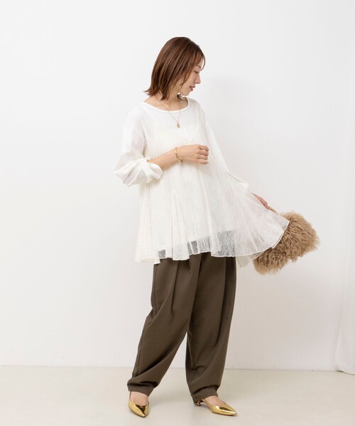 NOLLEY’S(ノーリーズ)の「【WEB限定】ウォッシャブルアシメレースキャミ(キャミソール・レディース・ブラック/オフホワイト・FREE)」の17枚目の写真