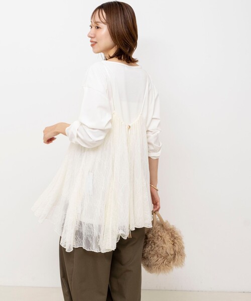 NOLLEY’S(ノーリーズ)の「【WEB限定】ウォッシャブルアシメレースキャミ(キャミソール・レディース・ブラック/オフホワイト・FREE)」の14枚目の写真
