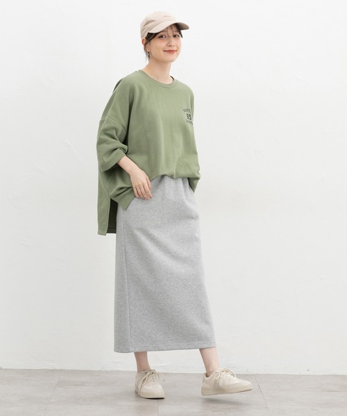 Honeys(ハニーズ)の「7分袖ロゴゆるチュニック(Tシャツ/カットソー・レディース・ライトブラウン/ヘザーチャコール/ブラック/グリーン・F)」の18枚目の写真