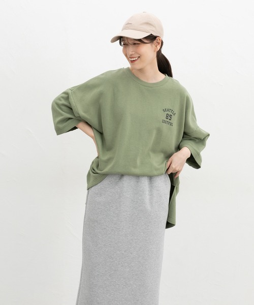 Honeys(ハニーズ)の「7分袖ロゴゆるチュニック(Tシャツ/カットソー・レディース・ライトブラウン/ヘザーチャコール/ブラック/グリーン・F)」の19枚目の写真