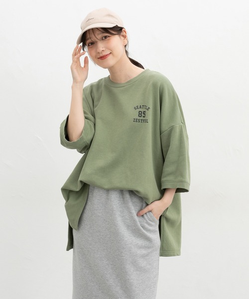 Honeys(ハニーズ)の「7分袖ロゴゆるチュニック(Tシャツ/カットソー・レディース・ライトブラウン/ヘザーチャコール/ブラック/グリーン・F)」の20枚目の写真