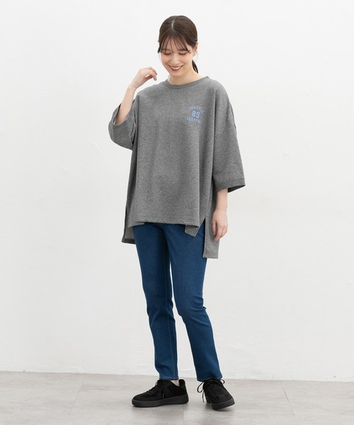 Honeys(ハニーズ)の「7分袖ロゴゆるチュニック(Tシャツ/カットソー・レディース・ライトブラウン/ヘザーチャコール/ブラック/グリーン・F)」の22枚目の写真