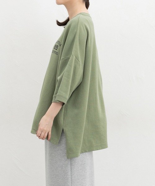 Honeys(ハニーズ)の「7分袖ロゴゆるチュニック(Tシャツ/カットソー・レディース・ライトブラウン/ヘザーチャコール/ブラック/グリーン・F)」の10枚目の写真