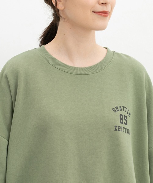 Honeys(ハニーズ)の「7分袖ロゴゆるチュニック(Tシャツ/カットソー・レディース・ライトブラウン/ヘザーチャコール/ブラック/グリーン・F)」の12枚目の写真