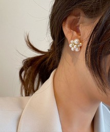 エコパールフラワージルコニアピアス