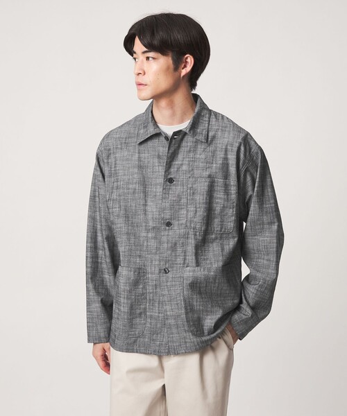 green label relaxing(グリーンレーベルリラクシング)の「【別注】【WEB限定】<3/2 WORKS>シャンブレー カバーオール シャツアウター(カバーオール・メンズ・ブラック/ネイビー・L/M/S/XL)」の2枚目の写真