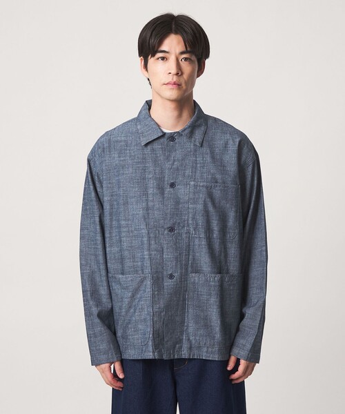 green label relaxing(グリーンレーベルリラクシング)の「【別注】【WEB限定】<3/2 WORKS>シャンブレー カバーオール シャツアウター(カバーオール・メンズ・ブラック/ネイビー・L/M/S/XL)」の15枚目の写真