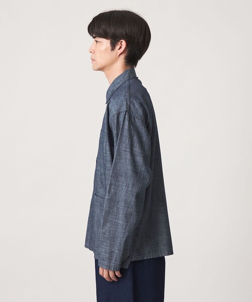 green label relaxing(グリーンレーベルリラクシング)の「【別注】【WEB限定】<3/2 WORKS>シャンブレー カバーオール シャツアウター(カバーオール・メンズ・ブラック/ネイビー・L/M/S/XL)」の7枚目の写真