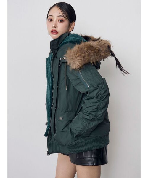MURUA(ムルーア)の「ベルテッドN-3B 冬服(ブルゾン・レディース・ブラック/グリーン・FREE)」の17枚目の写真