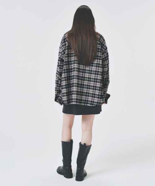 COLD BLANKET（コールドブランケット）の「レザー襟オーバーサイズチェックシャケット（シャツ/ブラウス・レディース・その他・FREE）」の8枚目の写真