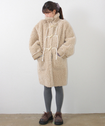 HIGH NECK TOGGLE HALF COAT BEIGE