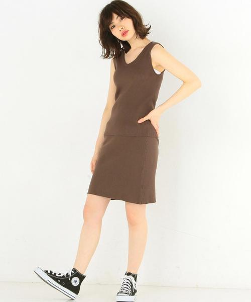 Another Edition（アナザーエディション）の「リブショートスカート/AEMFC RIB SHORT SK◆（スカート・レディース・ブラウン/ライトピンク・FREE）」の7枚目の写真