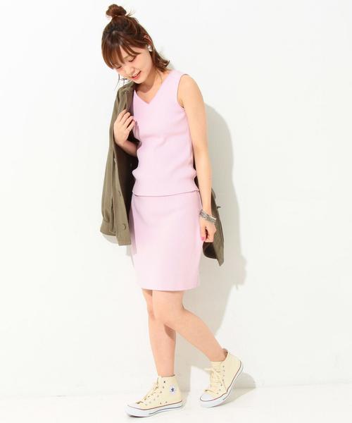 Another Edition（アナザーエディション）の「リブショートスカート/AEMFC RIB SHORT SK◆（スカート・レディース・ブラウン/ライトピンク・FREE）」の9枚目の写真