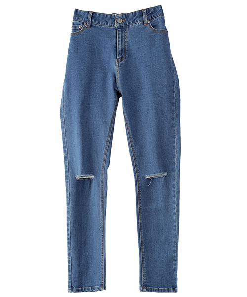 PUNYUS（プニュズ）の「スラッシュスキニーパンツ（デニムパンツ・レディース・ブラック/インディゴブルー/ダークインディゴブルー・1/2/4/3）」の8枚目の写真