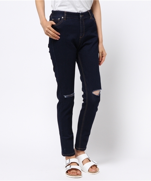 PUNYUS（プニュズ）の「スラッシュスキニーパンツ（デニムパンツ・レディース・ブラック/インディゴブルー/ダークインディゴブルー・1/2/4/3）」の21枚目の写真