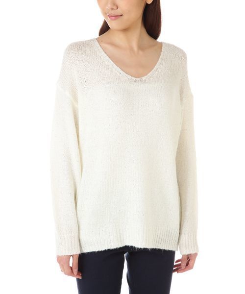 NATURAL BEAUTY BASIC（ナチュラルビューティーベーシック）の「スパンコールミックスニット（ニット/セーター・レディース・グレー/ホワイト系その他/ピンク・MEDIUM）」の5枚目の写真