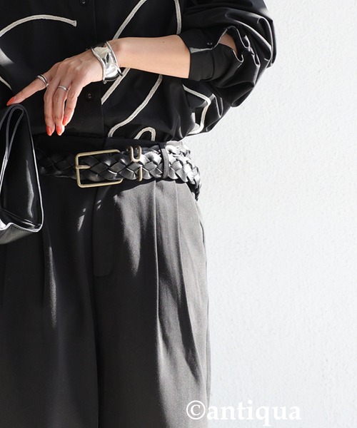 antiqua（アンティカ）の「本革メッシュベルト（ベルト・レディース・ブラック/ブラウン/キャメル/レッド・FREE）」の7枚目の写真