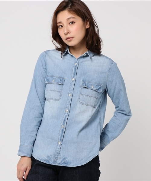 Moname（モナーム）の「■Moname   デニムシャツ   DENIM SHIRTS(デニムシャツ)/41171061（シャツ/ブラウス・レディース・ライトブルー/ブルー・SMALL/MEDIUM/X-SMALL）」の11枚目の写真