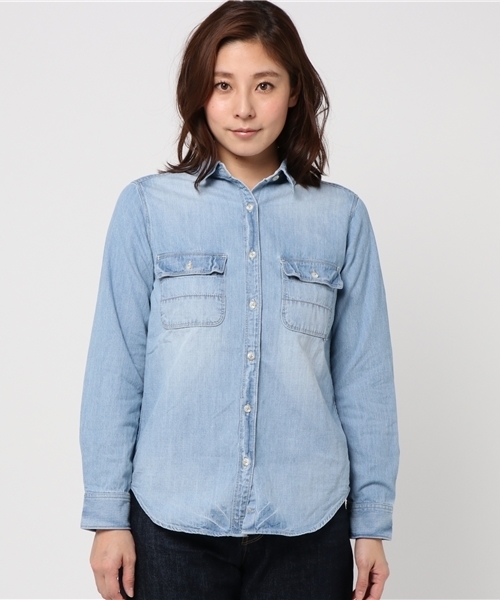 Moname（モナーム）の「■Moname   デニムシャツ   DENIM SHIRTS(デニムシャツ)/41171061（シャツ/ブラウス・レディース・ライトブルー/ブルー・SMALL/MEDIUM/X-SMALL）」の3枚目の写真