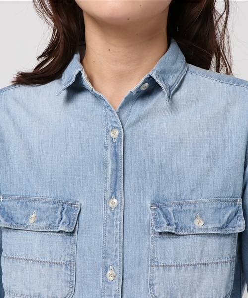 Moname（モナーム）の「■Moname   デニムシャツ   DENIM SHIRTS(デニムシャツ)/41171061（シャツ/ブラウス・レディース・ライトブルー/ブルー・SMALL/MEDIUM/X-SMALL）」の6枚目の写真